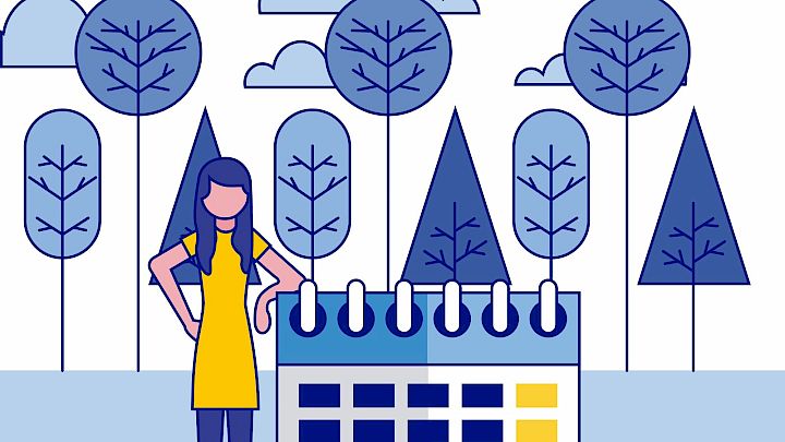 Illustration af pige med en kalender