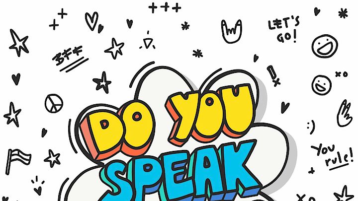 Illustration af 'Do you speak english'