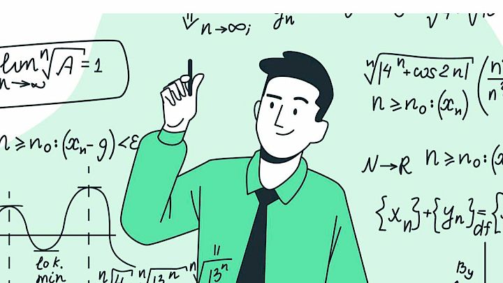 Illustration af mand der laver udregninger