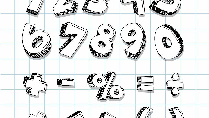 Illustration af tal og matematiske symboler