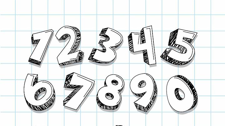 Illustration af tal og matematiske symboler