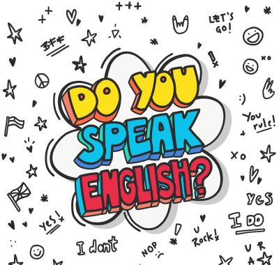 En illustration af teksten: Do you speak english?