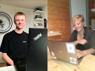 Dreng og pige foran computer
